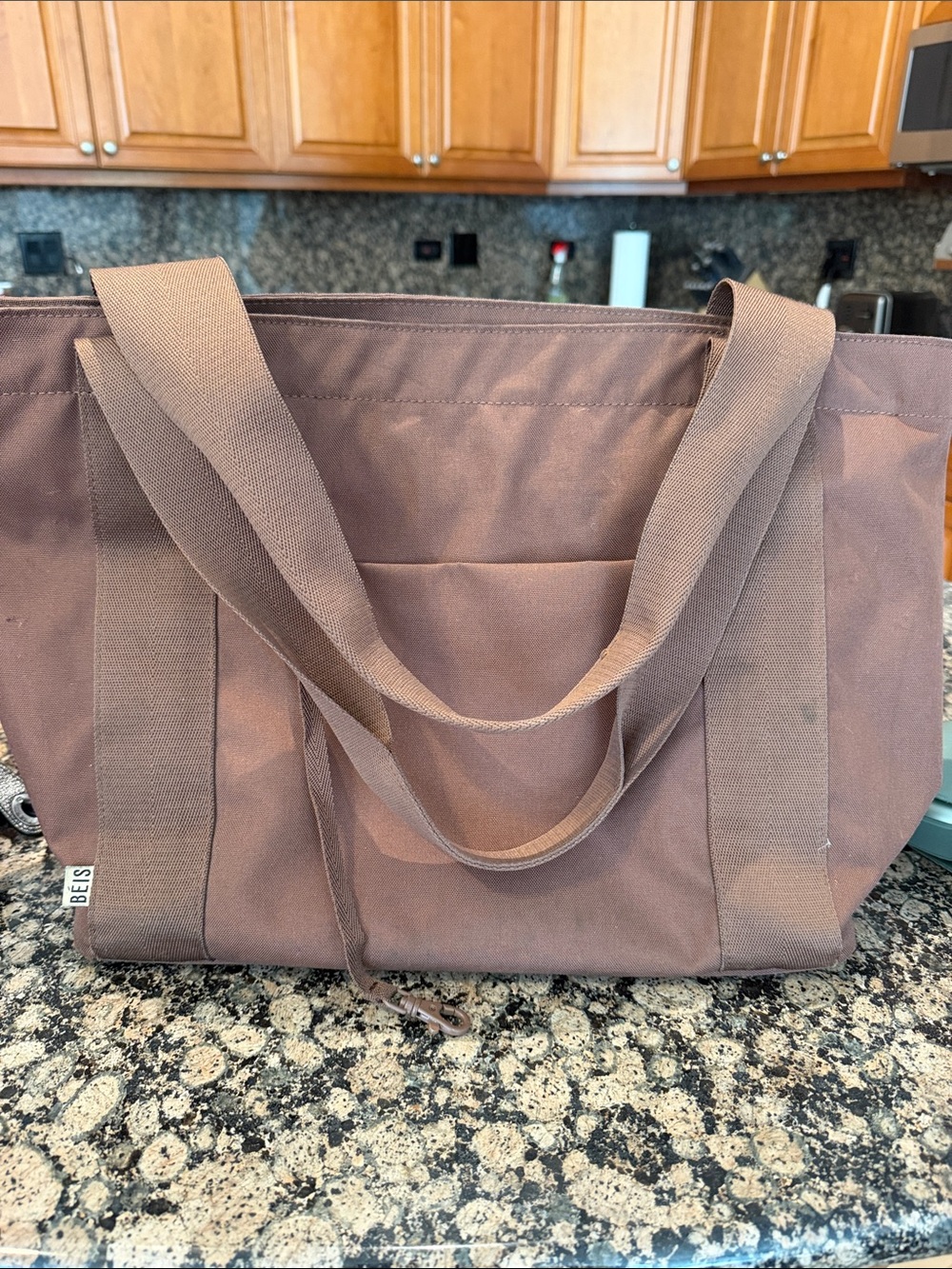 BEIS Taupe Canvas Tote